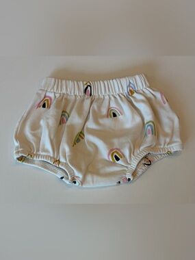 White Rainbow-Print Bloomers